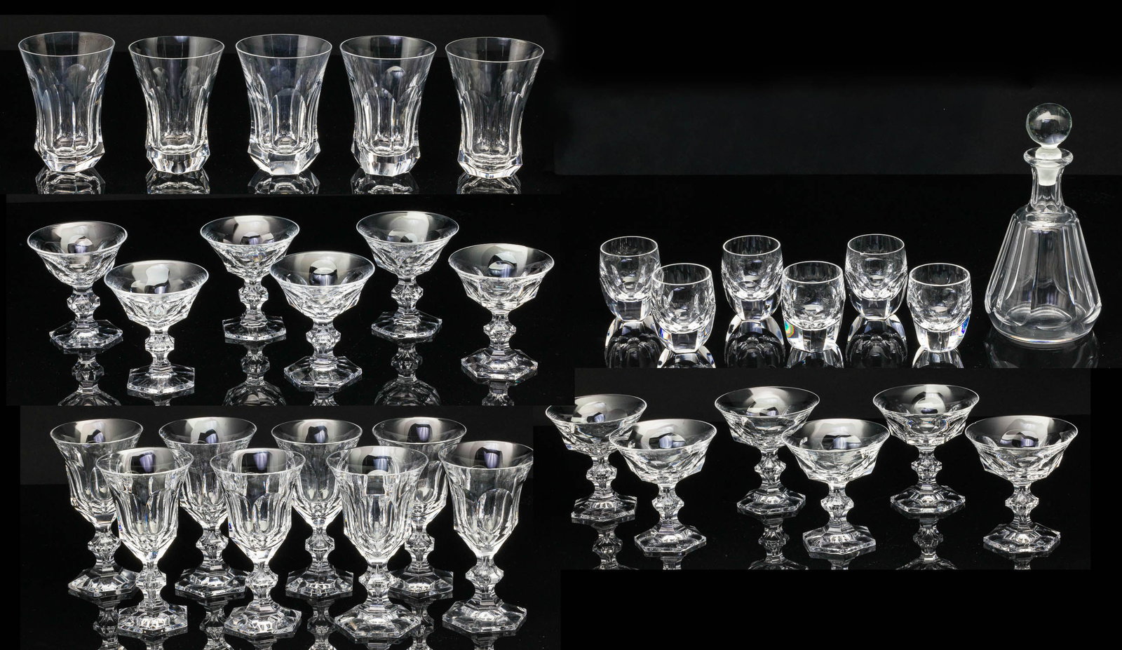 Set of Glassware with Baccarat Decanter, 32 pcs. (1 of 14)