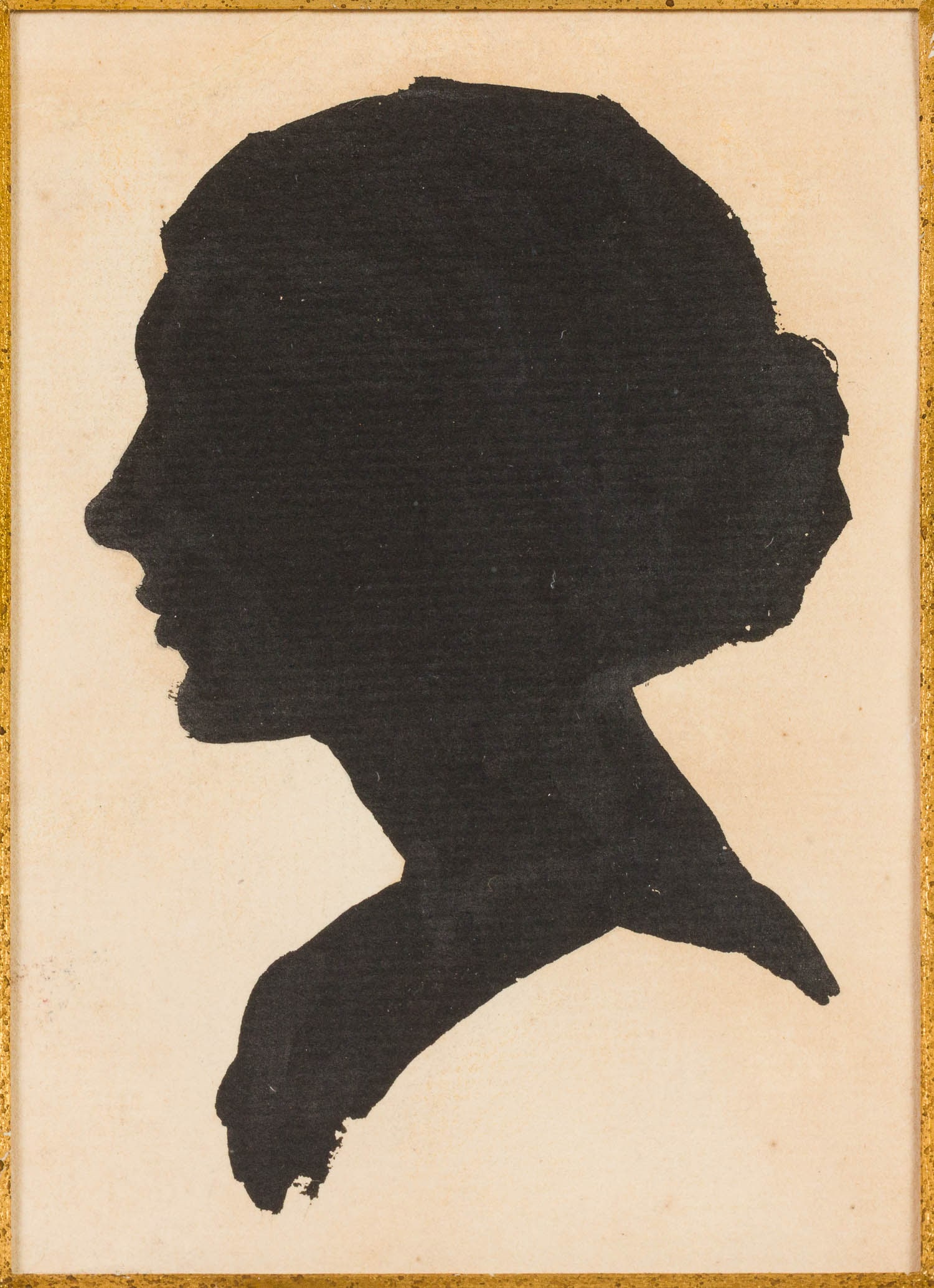 Helen Hatch Inglesby, Oil Silhouette Lucile D Murphy: Description: Helen Hatch Inglesby (Savannah, 1914-1999), Oil Silhouette of Lucile D. Murphy, c. 1935, unsigned, depicting a female profile silhouette, in a wood frame with mat. Frame size: 13 7/8 in.