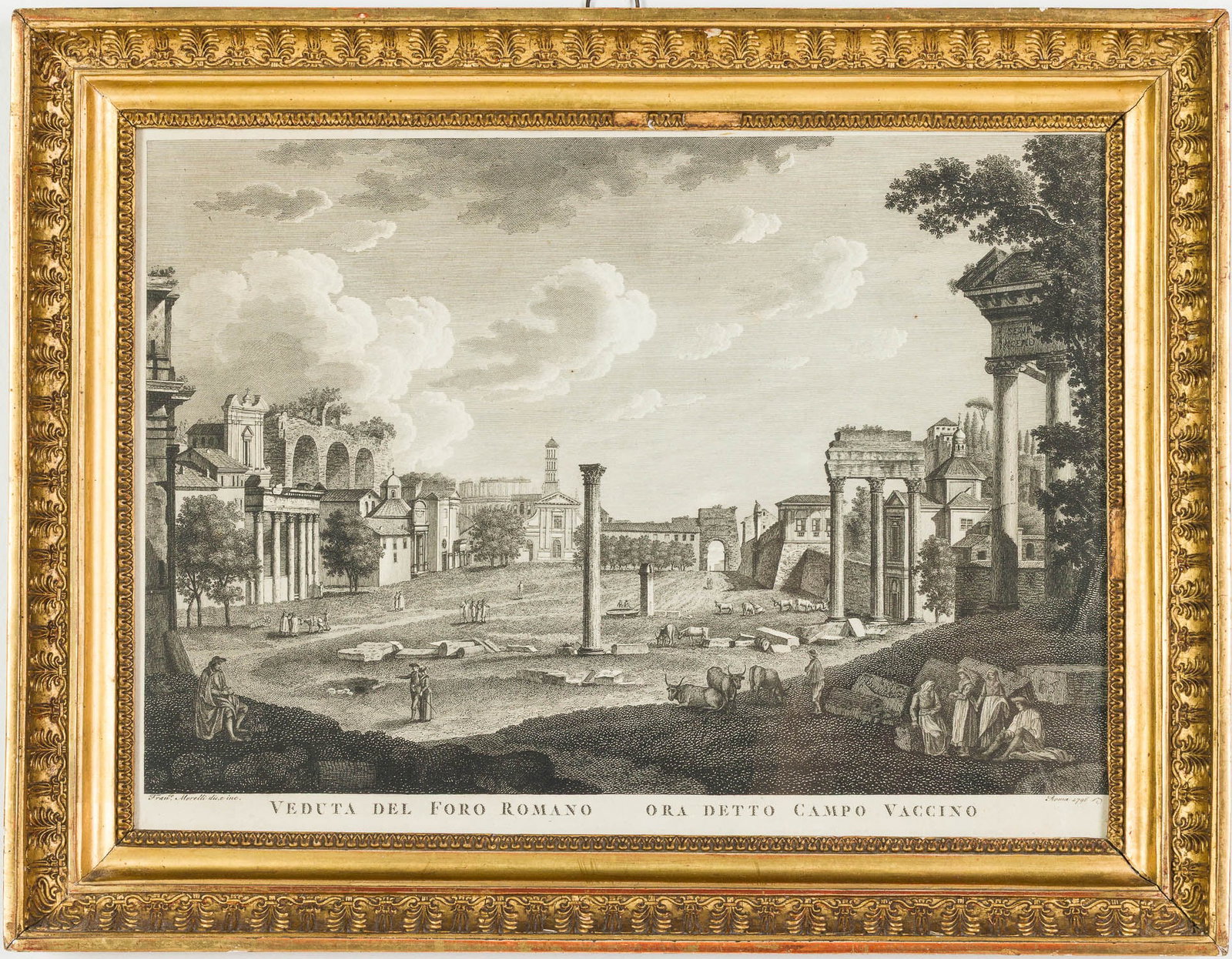 Francesco Morelli (1767-1830) Veduta del Foro Romano: Property of Bliss Hebert and Allen Charles Klein Description: Francesco Morelli (French/Italian, 1767-1830), Veduta del Foro Romano, Etching on Paper, 1796, signed lower left and dated lower right,