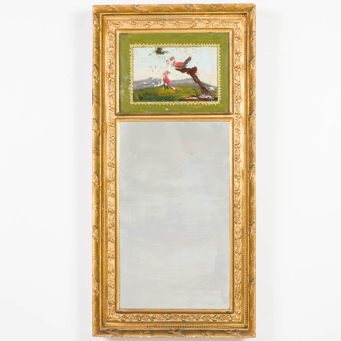American Giltwood Eglomise Mirror, 19th C (1 of 7)