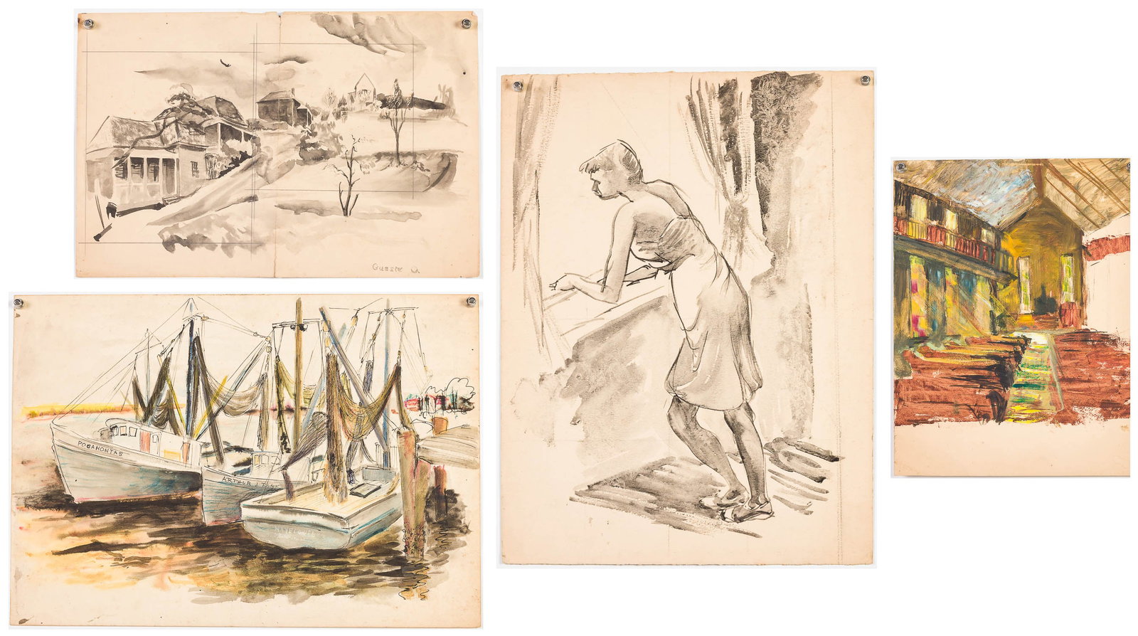Augusta Oelshig (Savannah, 1918-2000), Four Works (1 of 14)