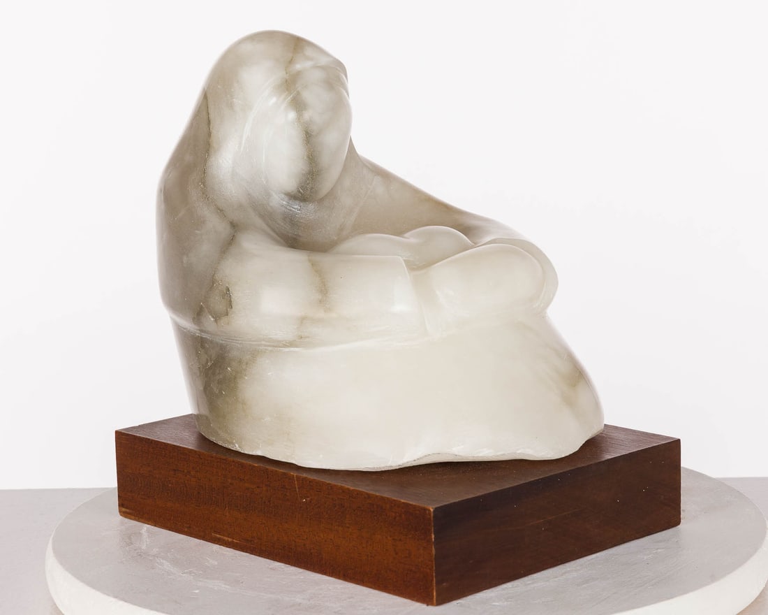 Agate Sculpture of a Seated Woman, Unsigned (1 of 6)