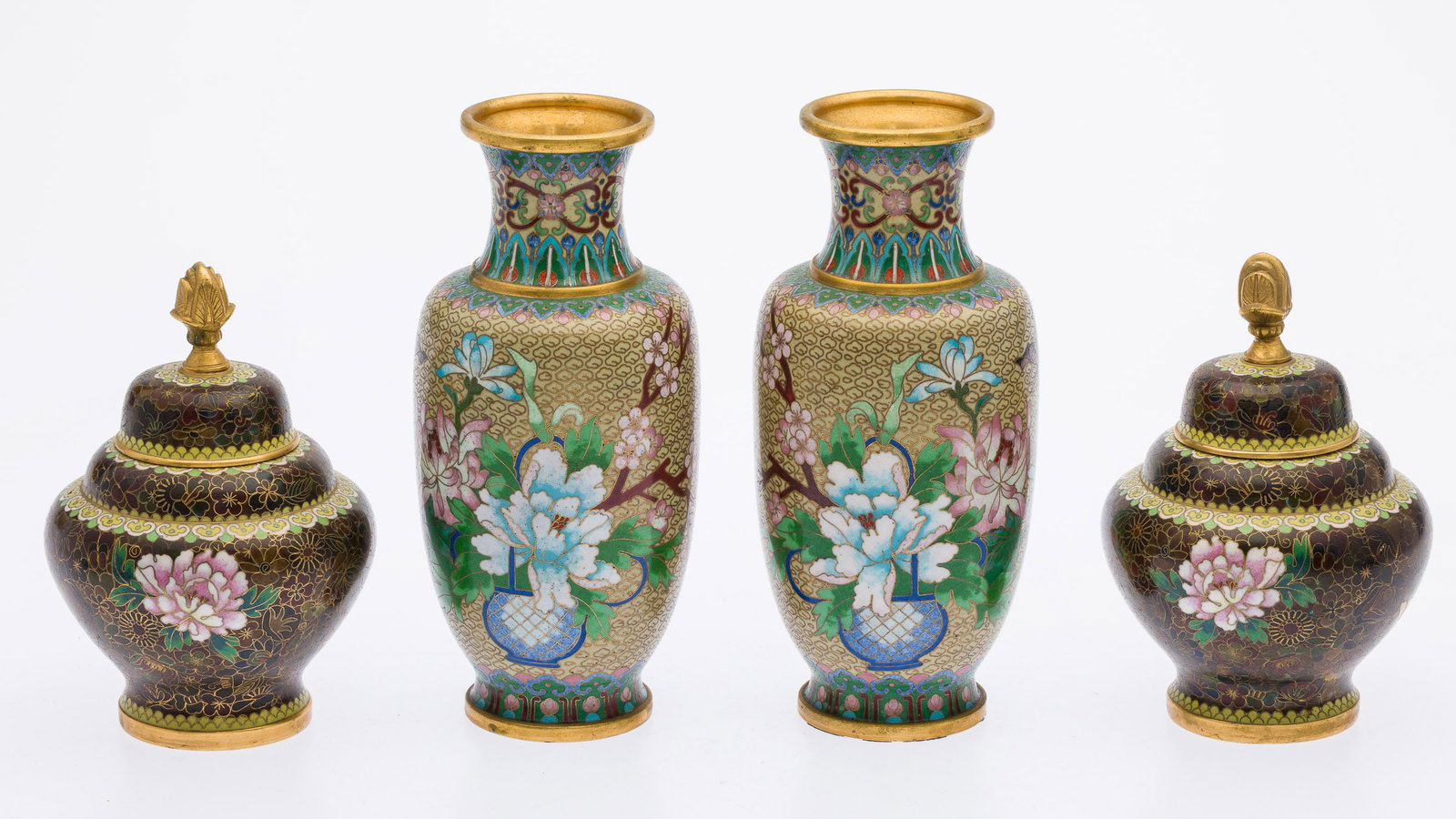 Pair of Asian Cloisonne Vases & Pair of Lidded Jars (1 of 12)