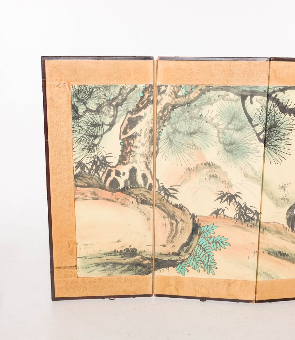 Asian Painted Screen with Cranes - 3