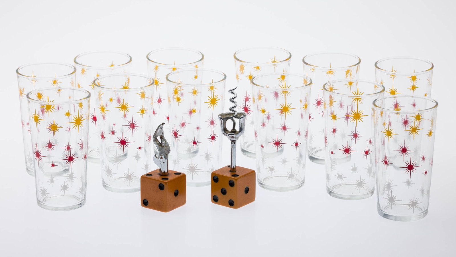 12 MCM Style Highballs, Dice Bottle Opener & Crkscrw (1 of 10)