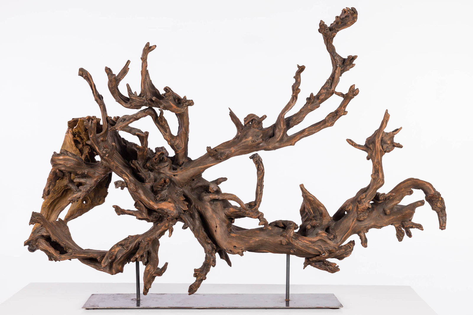 Driftwood Sculpture on Iron Base: Property of a Private Collector, St. Helena Island, SC Description: Driftwood Sculpture on Iron Base. Measurements: Height: 28 in. x Width: 39 in. x Depth: 12 in.