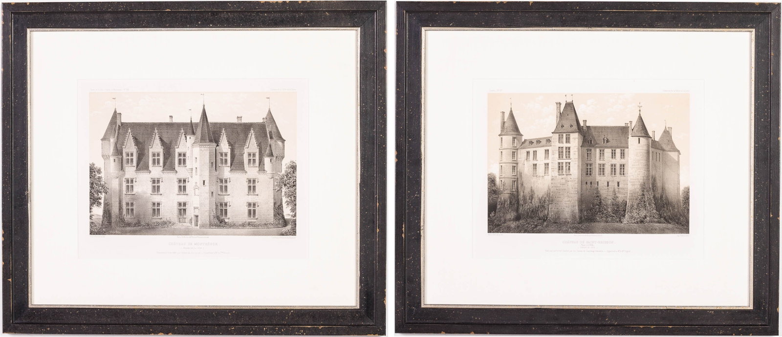 2 French Lithographs of Chateaux: Property of a Private Collector, Boca Raton, FL Description: 2 French Lithographs of Chateaux, comprising two Victor Petit's (French, 1817-1871) lithographs of Chateaux de Saint-Brisson and Chateaux