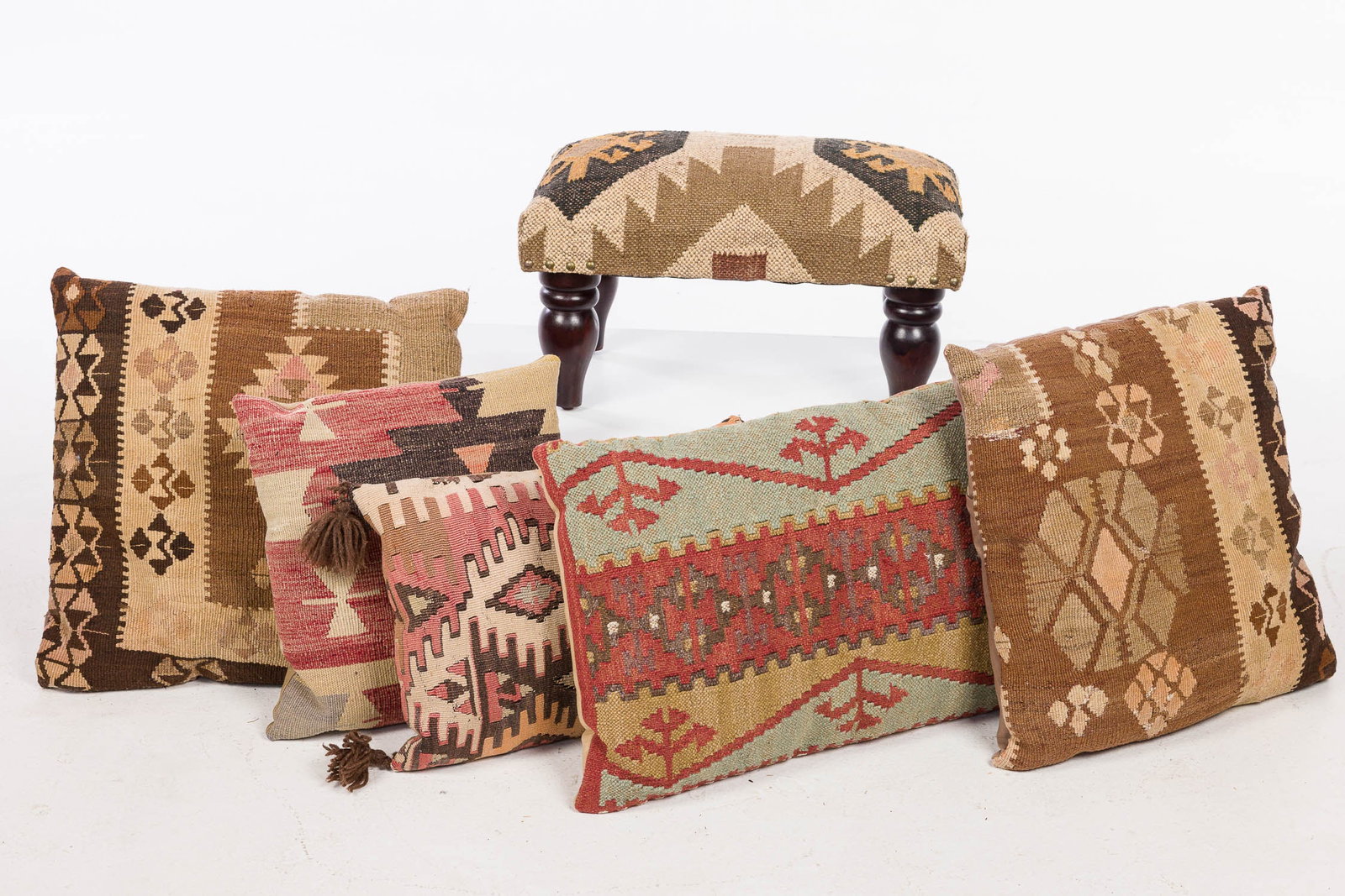 Five Kilim Pillows and a Stool (1 of 11)