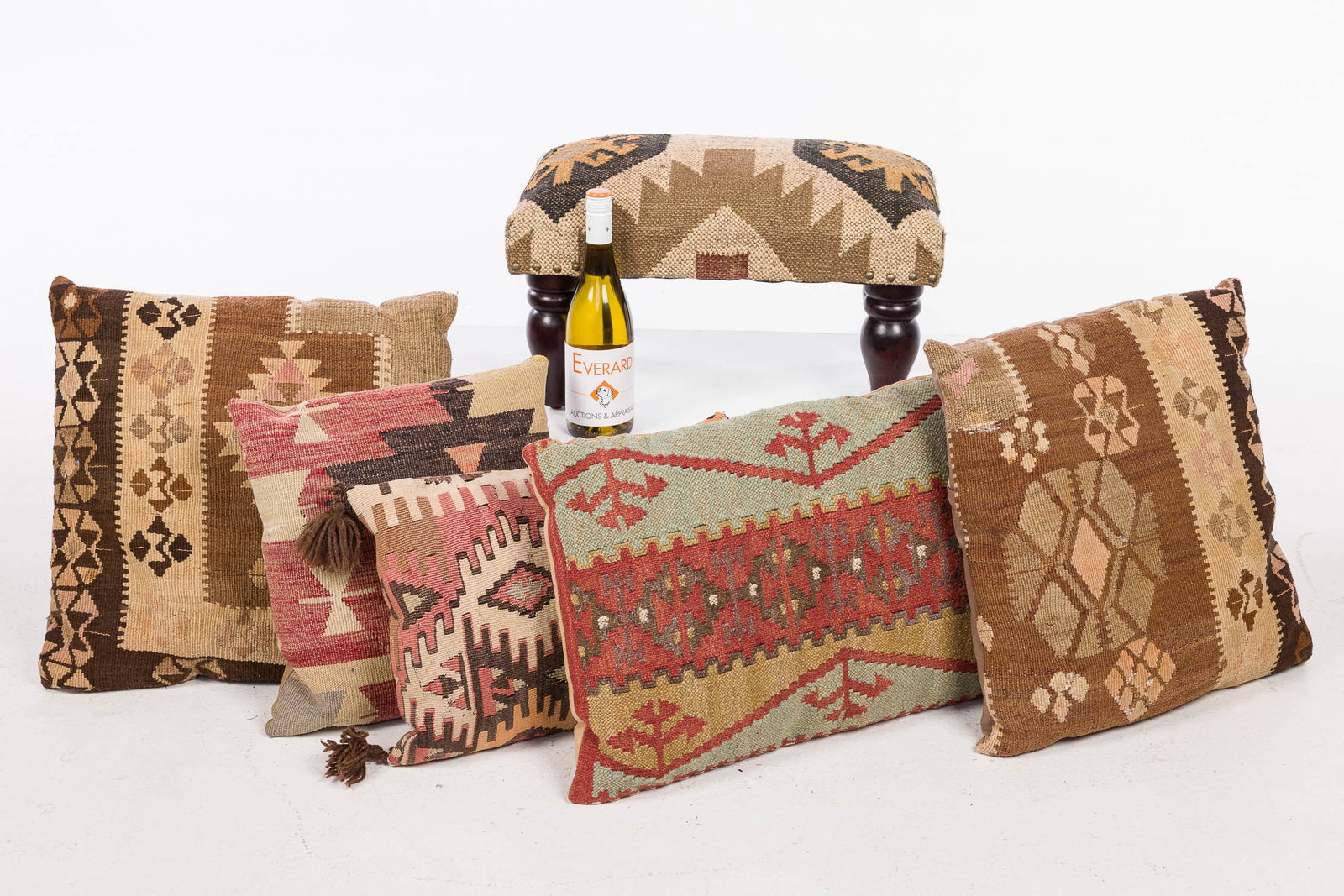 Five Kilim Pillows and a Stool - 2