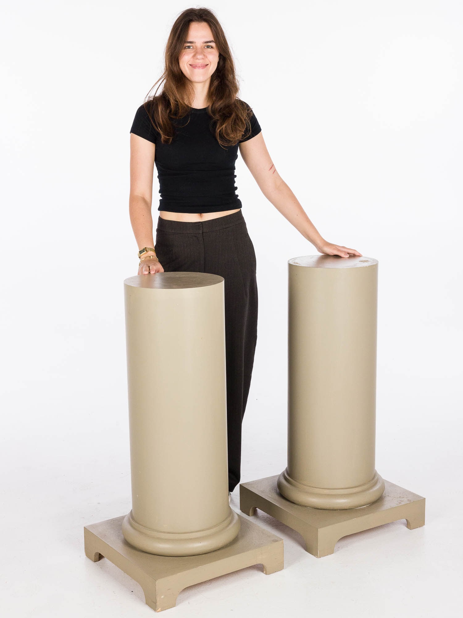 Two Painted Wood Columnar Pedestals (1 of 8)