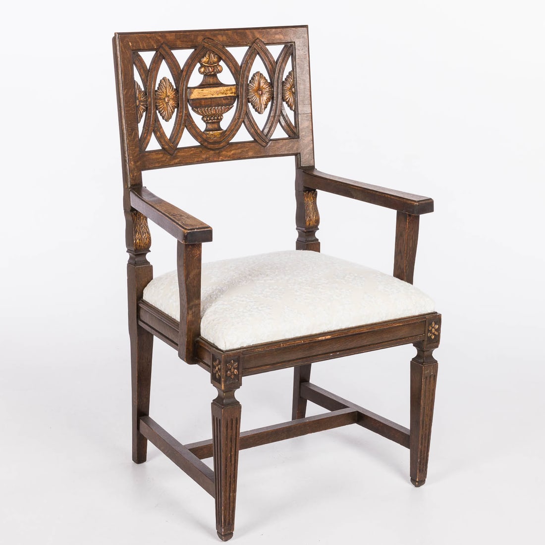 Neoclassical Style Oak Open Armchair (1 of 14)
