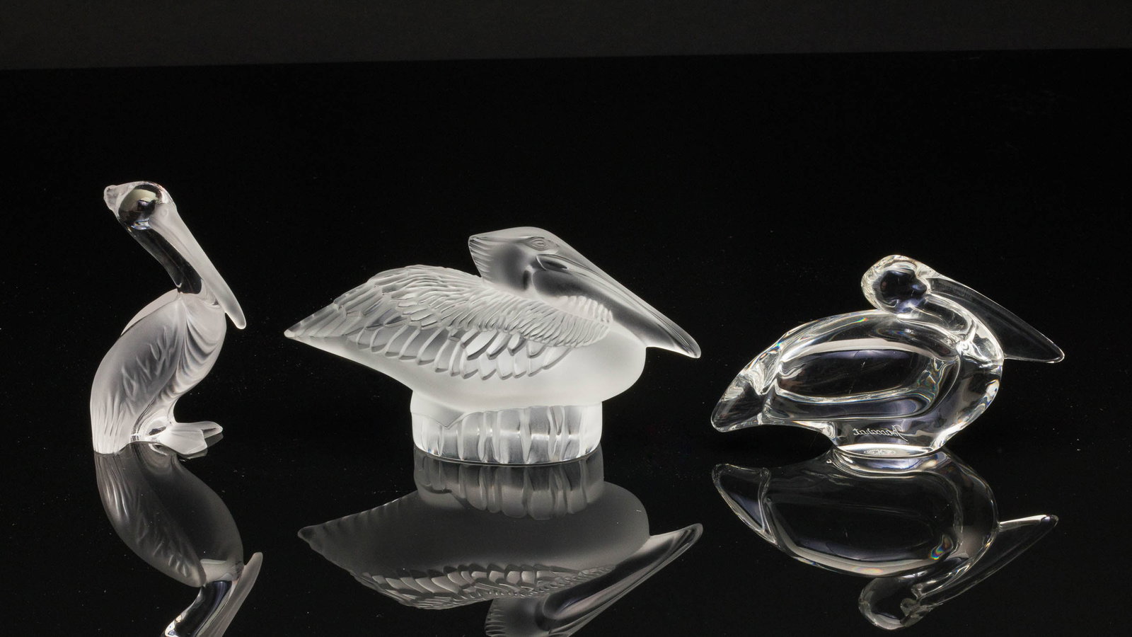 3 Glass Pelicans, Daum, Lalique & Baccarat (1 of 8)