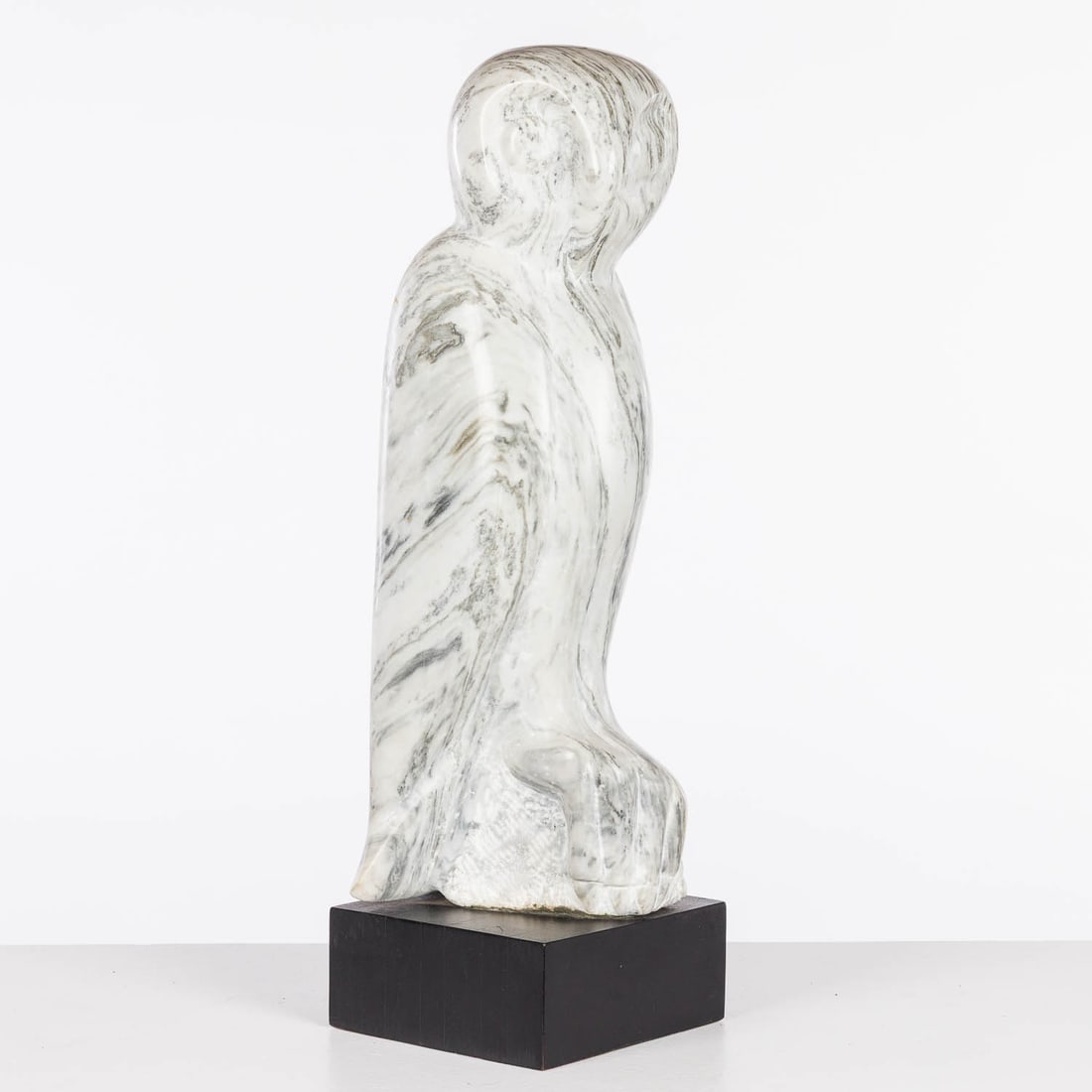 Fitzpatrick, Carved Stone Owl: Property from a Private Collection, Savannah, GA Description: Fitzpatrick, Carved Stone Owl, signed on the wing lower right, mounted on a matte-black wood rectangular base. Measurements: Height: 24