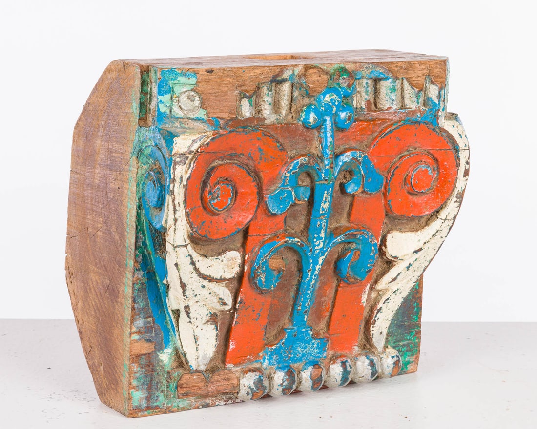 Indian Painted Architectural Element, 19th C (1 of 8)