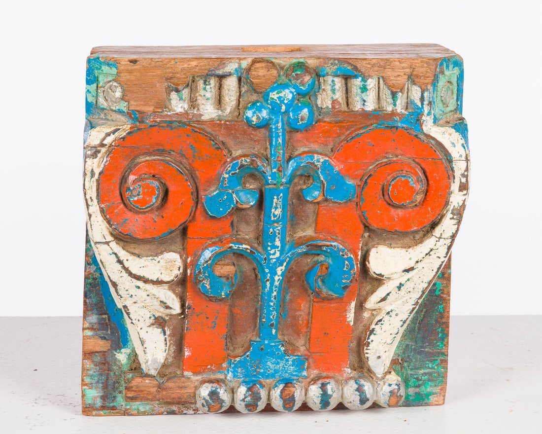 Indian Painted Architectural Element, 19th C - 3