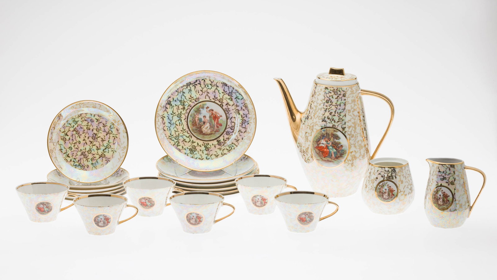 Luster Transfrware Coffee Set & Ironstone Lidded Urn (1 of 17)