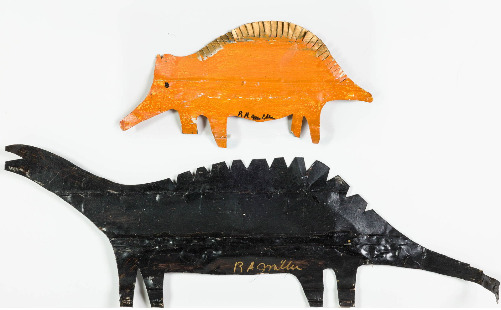 R.A. Miller (1912-2006), Two Dinosaurs, Paint on Tin (1 of 11)