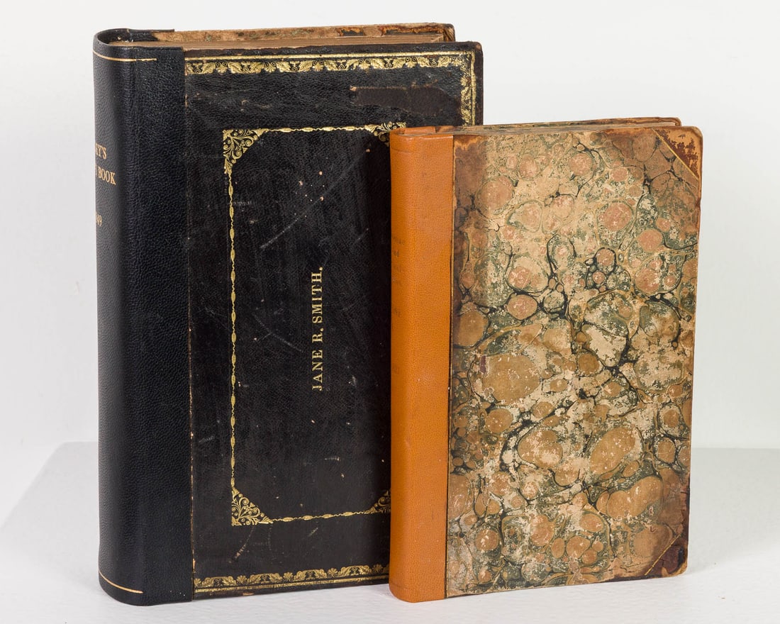 Godey's Lady's Book and Facetiae and Miscellanies: Description: Godey's Lady's Book and Facetiae and Miscellanies, comprising Godey's Lady's Book 1849 with gilt inscription "Jane R. Smith" on cover and gilt-edged pages (rubbing and scuffing to