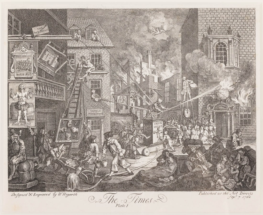 William Hogarth (1697-1764), The Times, Etching 1762 (1 of 11)