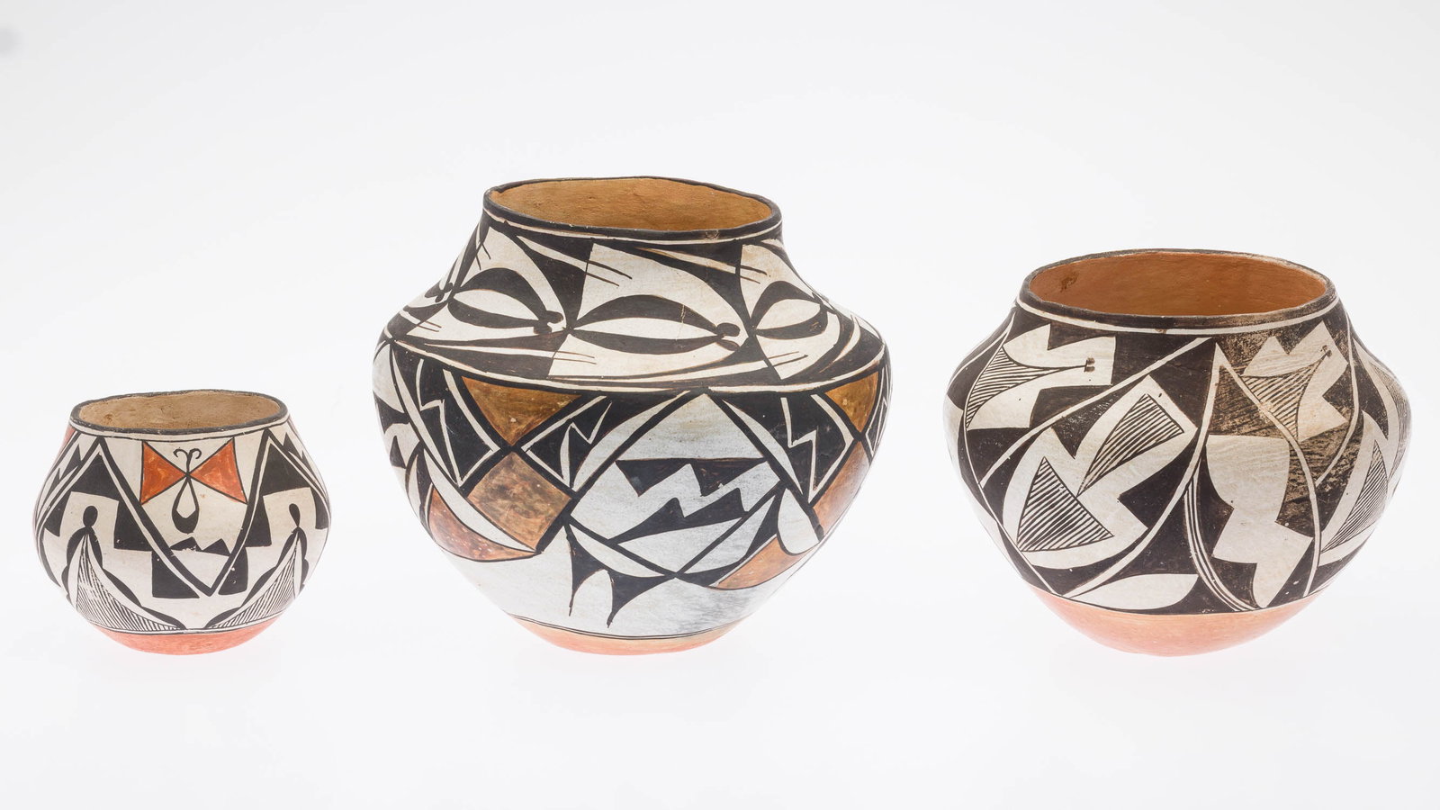 3 Acoma Ollas, New Mexico, 20th Century (1 of 8)