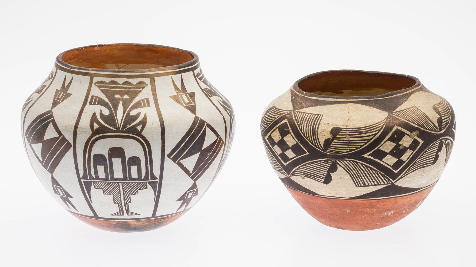 2 Acoma Black on White Polychrome Decorated Jars, NM (1 of 17)