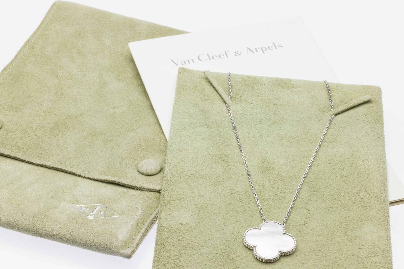 Van Cleef 18K White Gold Alhambra Necklace (1 of 6)