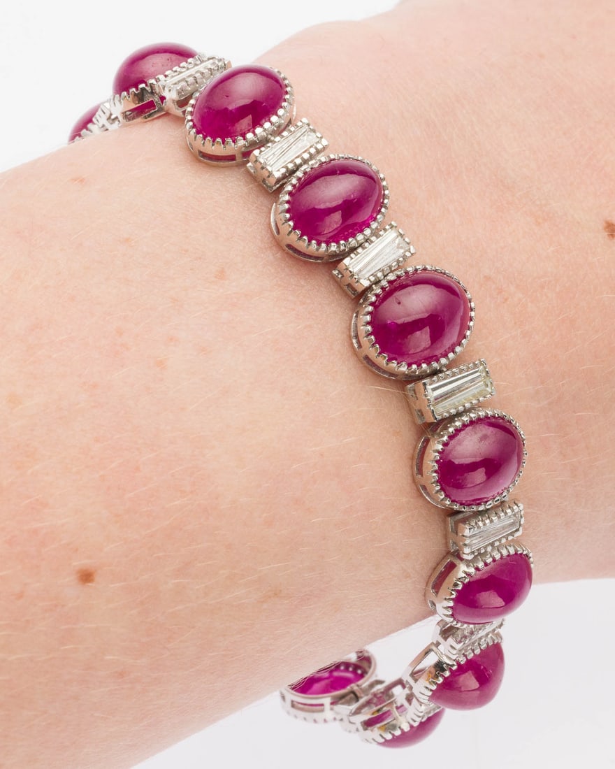 Ruby (47 ct) 7 Diamond (2 ct) Plat Bracelet GIA Cert (1 of 8)