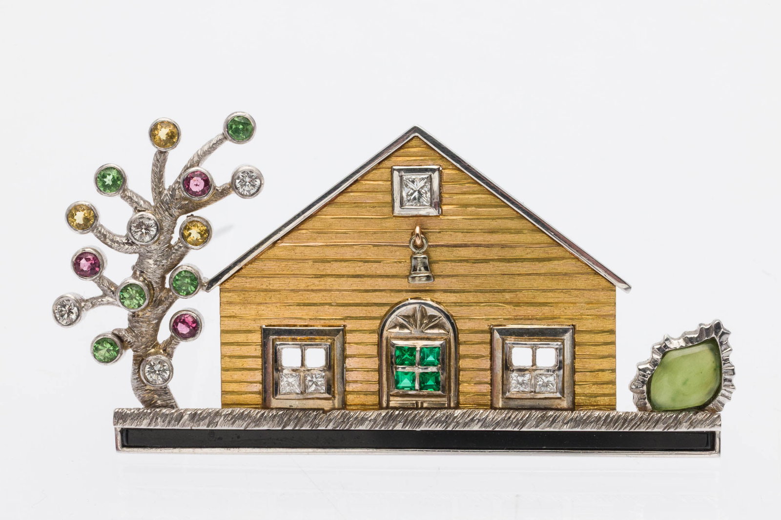 Hamilton 18K Gold Diamond & Gem House-Form Pin (1 of 3)