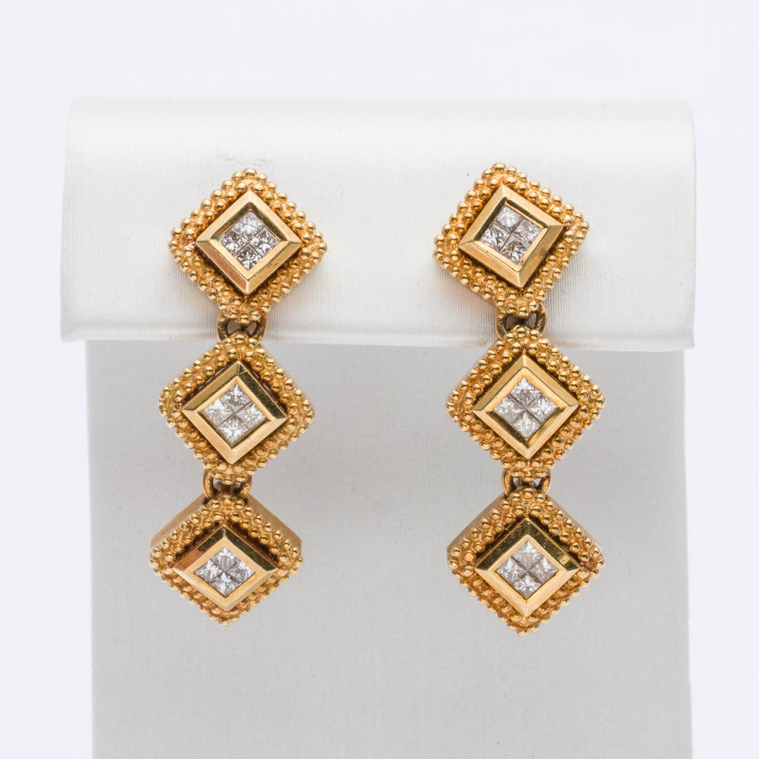 Pair of 18K Gold and Diamond Drop Earrings (1 of 3)