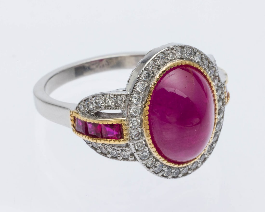 Ruby (6.75 cts) Diamond & Platinum Ring, GIA Cert (1 of 8)