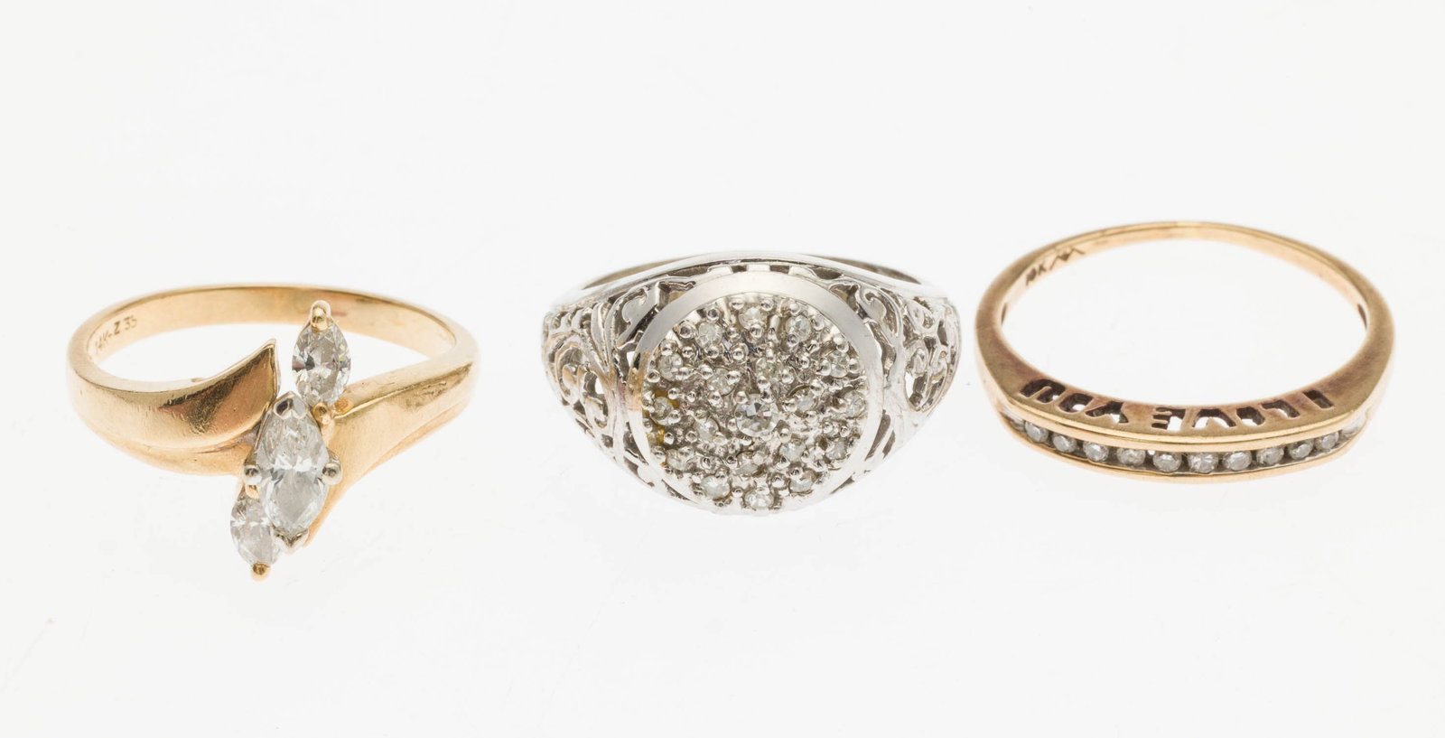Three 14K and 10K Gold and Diamond Rings (1 of 8)