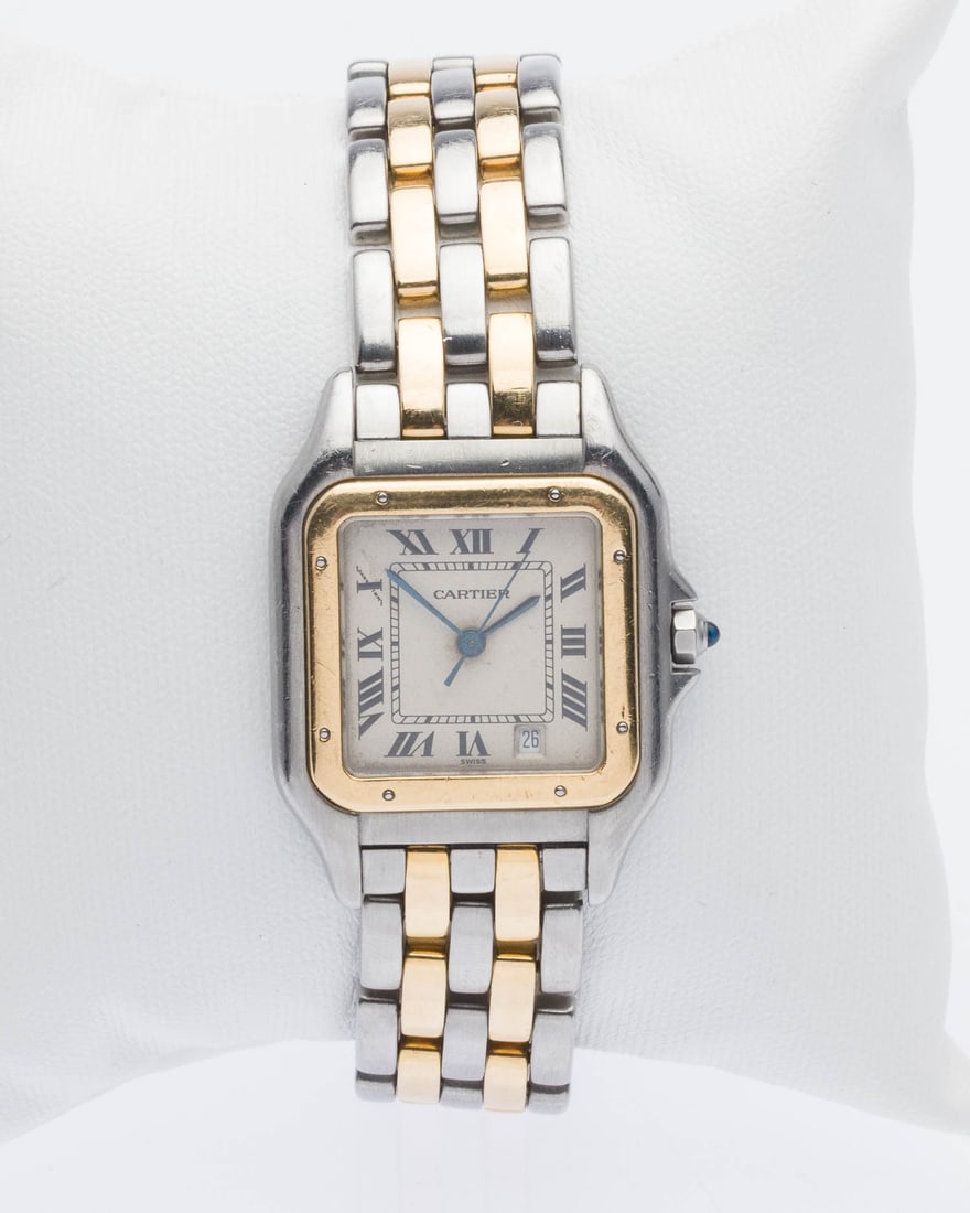 Cartier Panthere 18K and Stainless Steel Watch: Description: Cartier Panthere 18K and Stainless Steel Watch, Cartier Panthere de Cartier two-tone watch with stainless steel and 18K gold bracelet, marked 'Cartier, Quartz, Swiss Made, Or Et Acie
