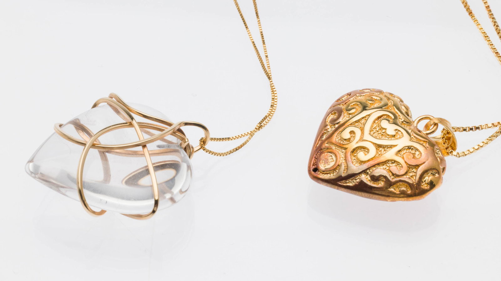 Two Gold Heart Necklaces - 2