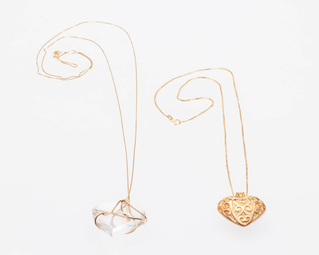 Two Gold Heart Necklaces - 3