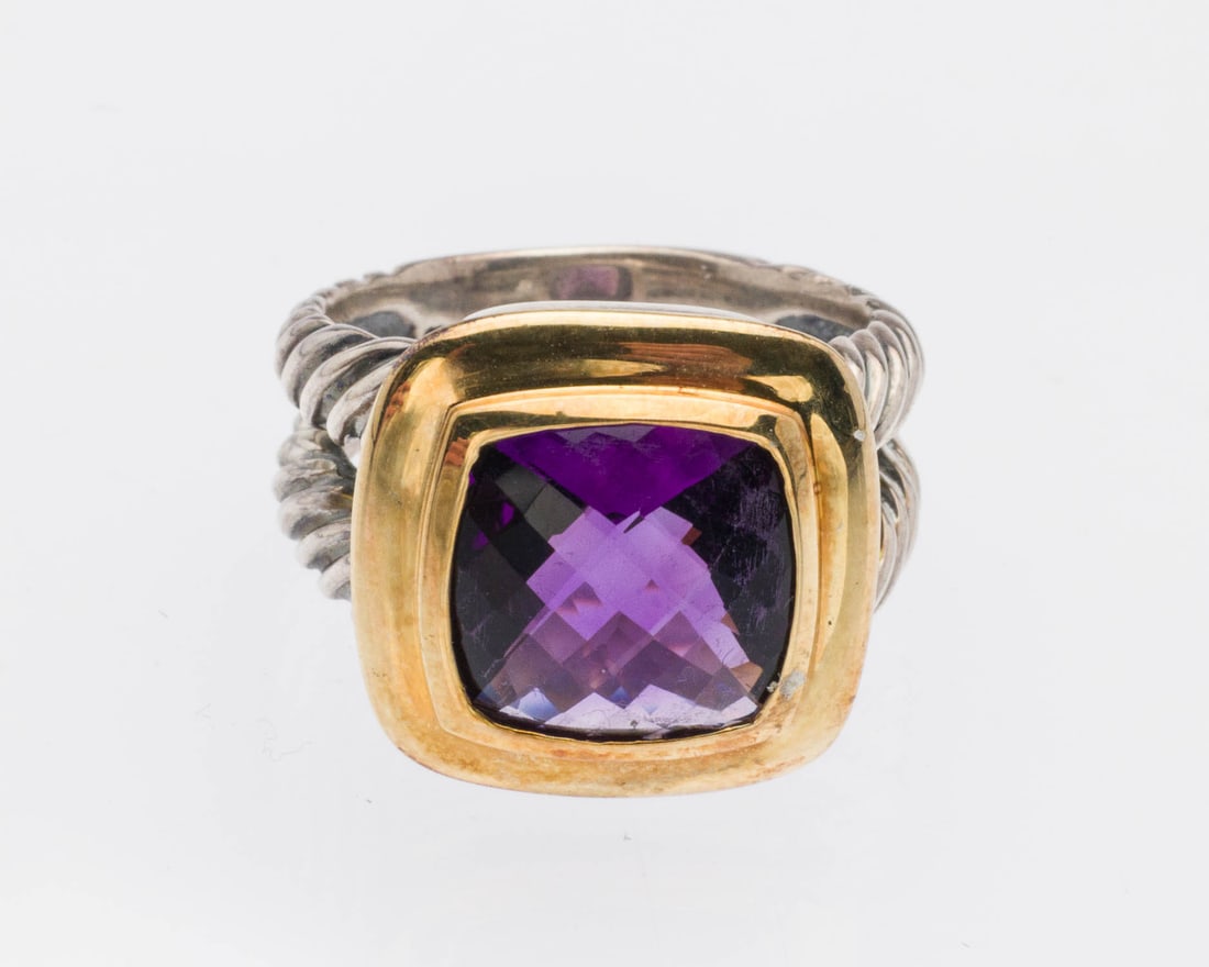 David Yurman Sterling, 18K & Amethyst Ring, Size 6 (1 of 8)