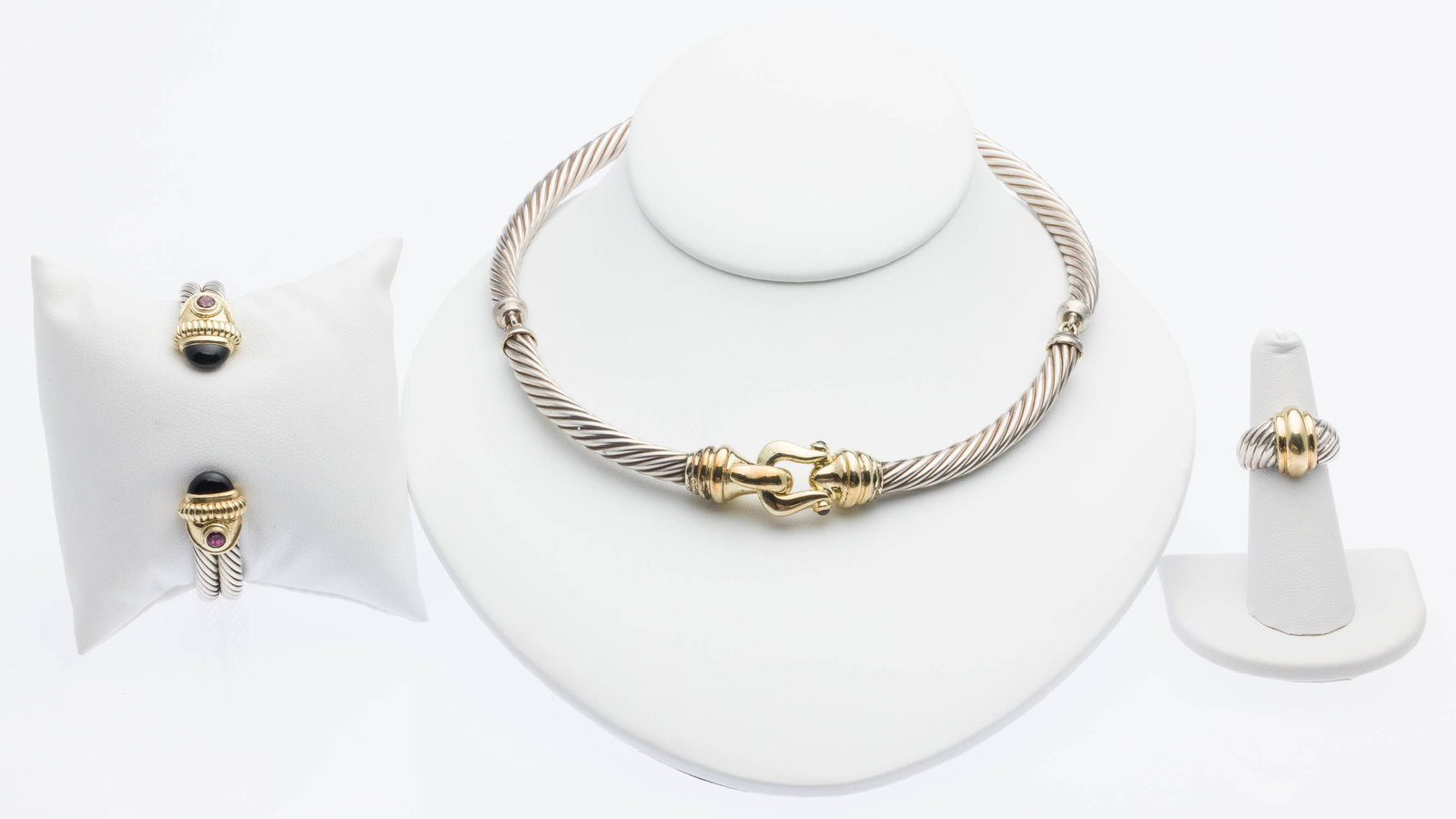 Sterling &18K Cable Necklace, Bracelet and Ring (1 of 17)