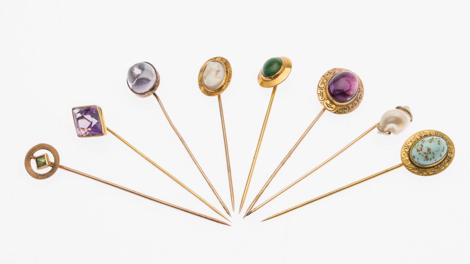 8 Gold and Stone Stick Pins (1 of 3)