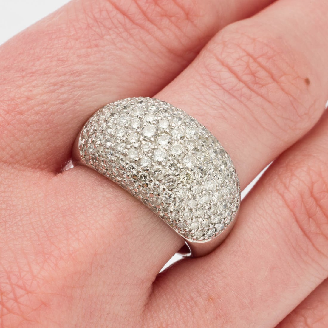 Diamond Pave 18K Ring, Size 8 - 2