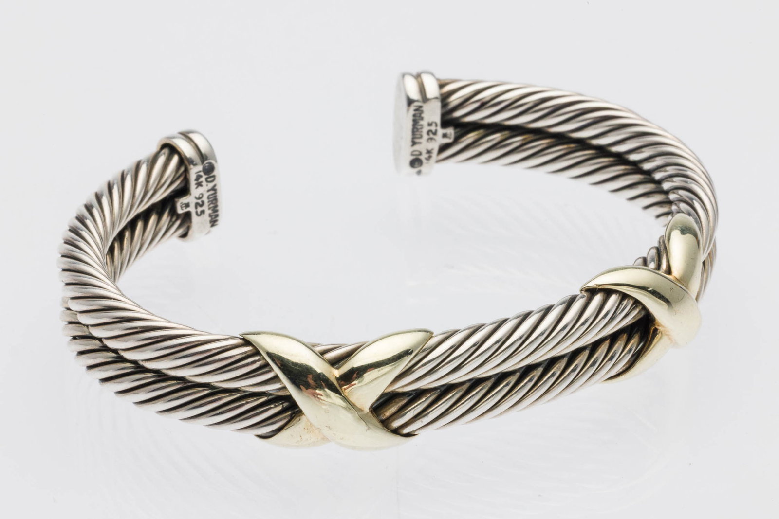 David Yurman Sterling & 14K Gold X Cable Bracelet (1 of 7)