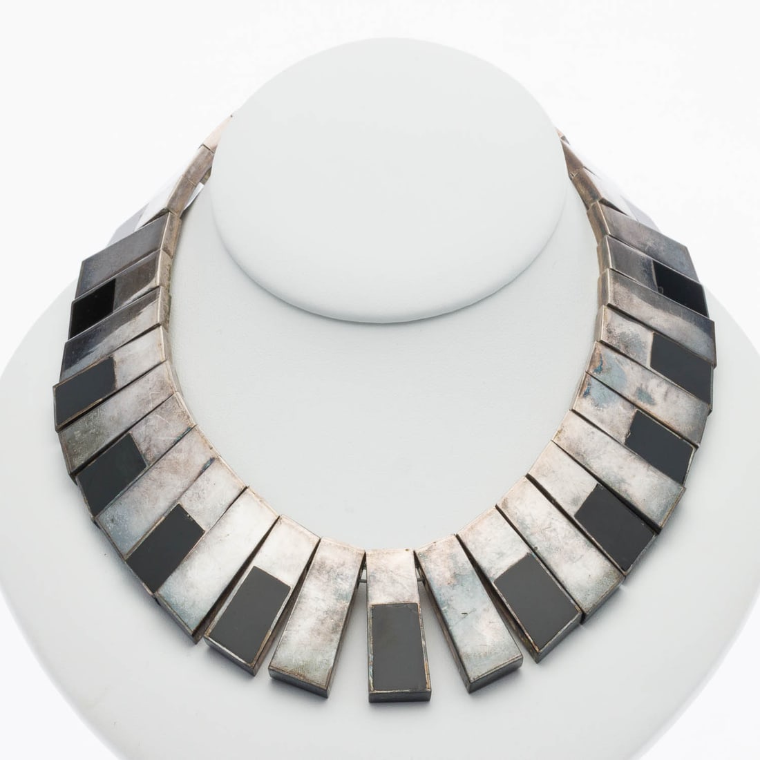 Vintage Mexican Silver & Onyx Taxco Collar Necklace (1 of 6)