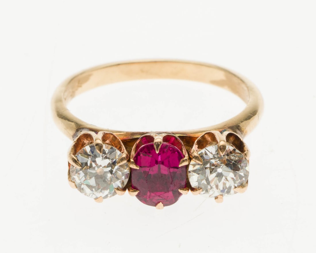 14K Gold, Ruby and Diamond Ring, Size 4.5 (1 of 7)