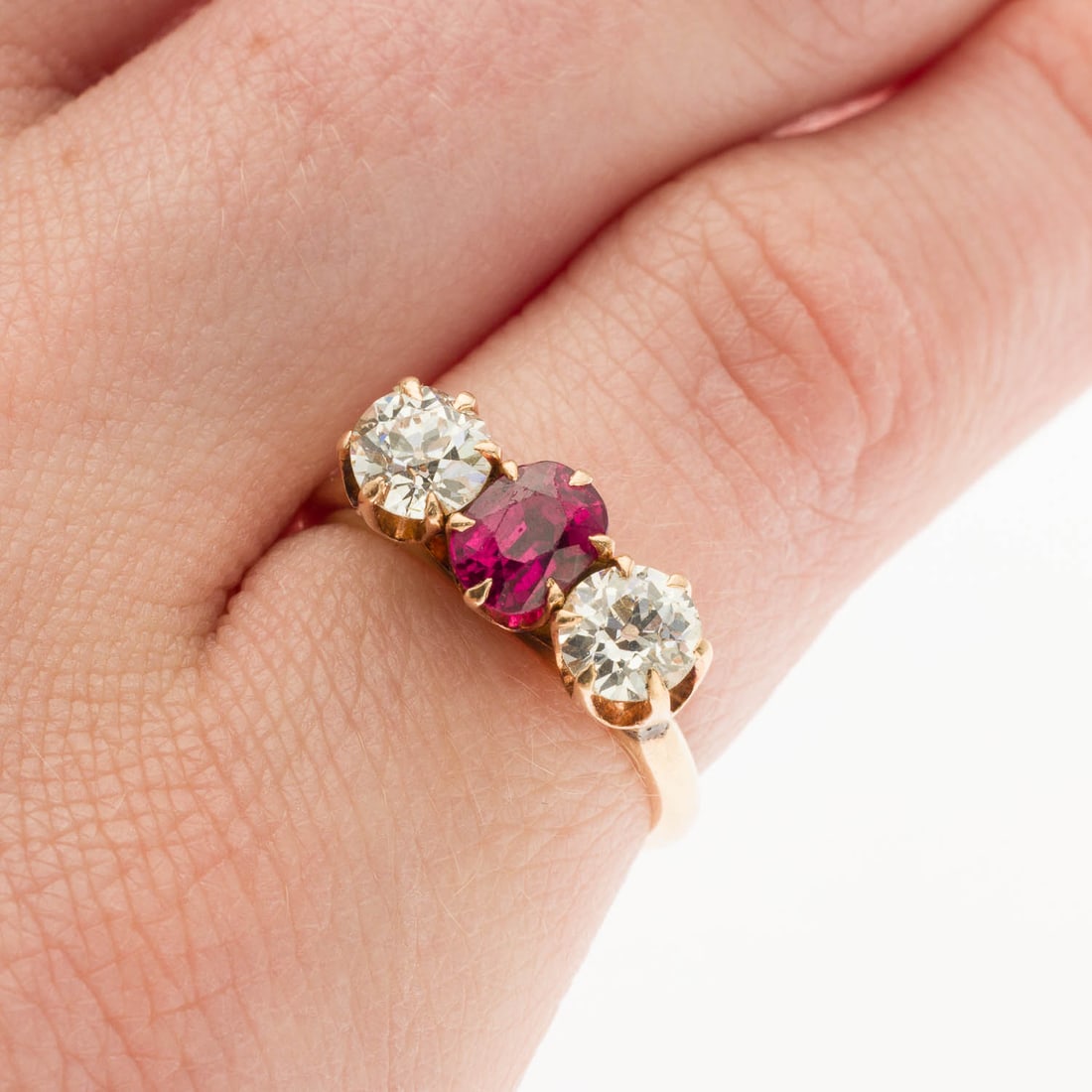 14K Gold, Ruby and Diamond Ring, Size 4.5 - 2