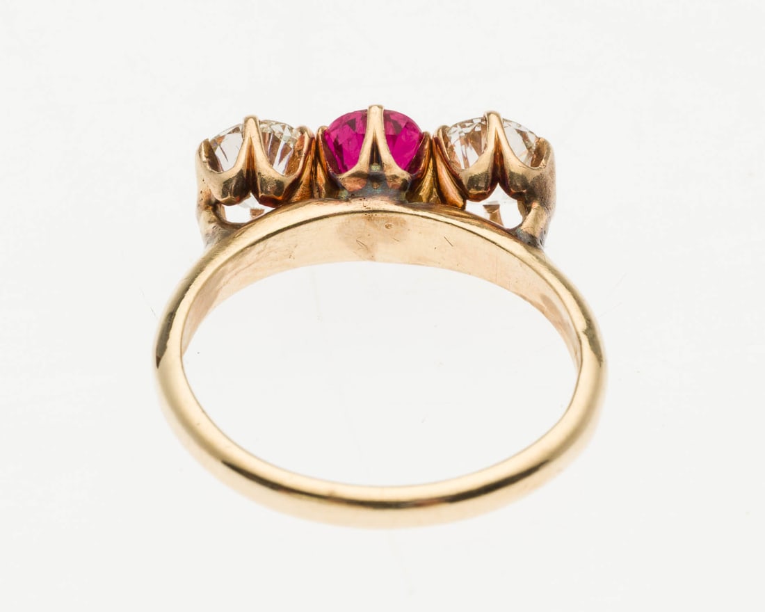 14K Gold, Ruby and Diamond Ring, Size 4.5 - 5