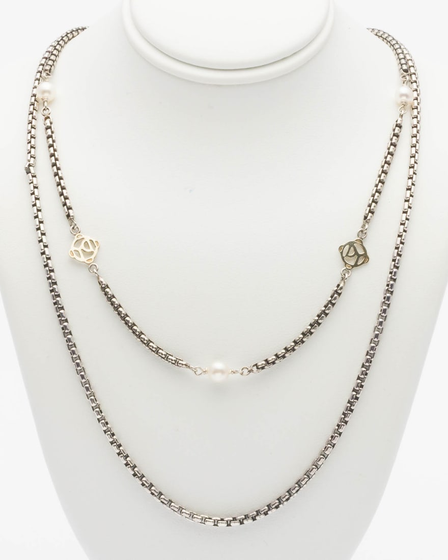 Two David Yurman Sterling Box Chain Necklaces (1 of 4)