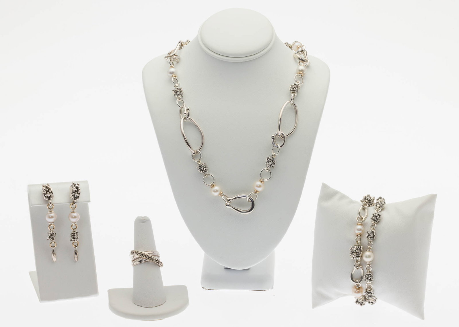Michael Dawkins Sterling & Pearl Jewelry, 5 pcs (1 of 9)