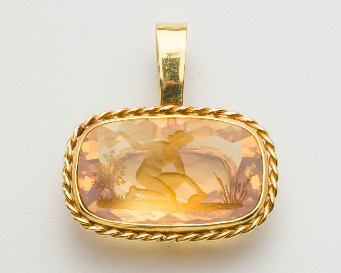 18K Gold and Citrine Intaglio Pendant (1 of 5)