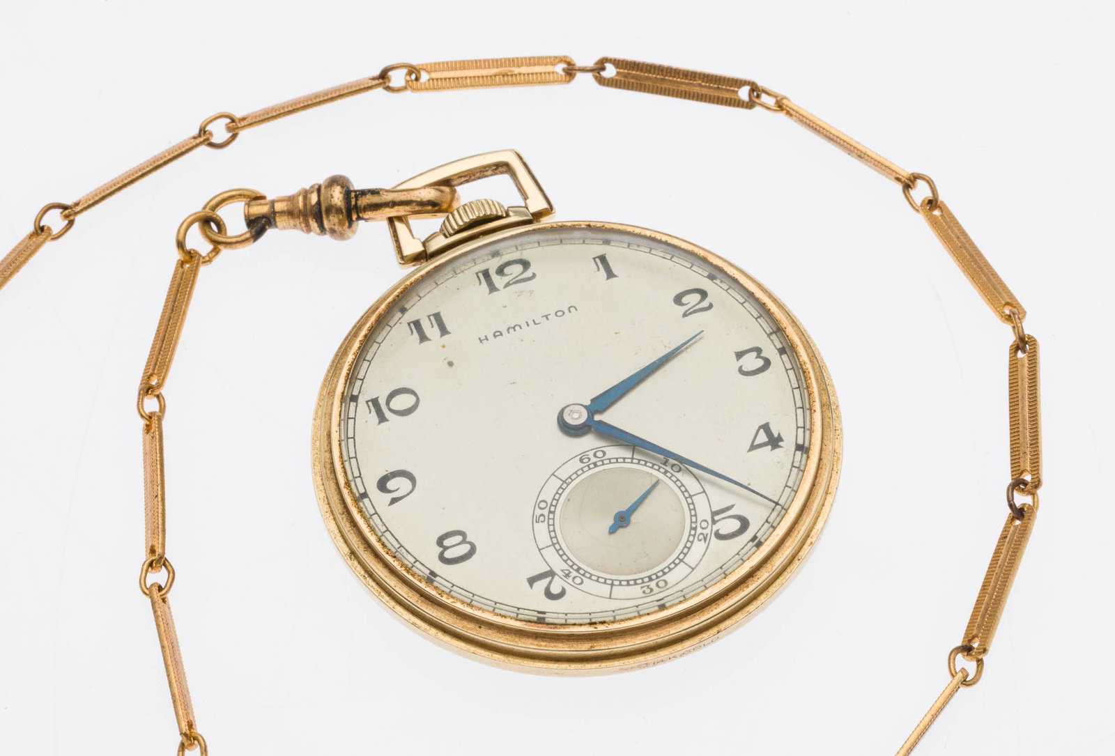 Hamilton 14K Gold Pocket Watch and Chain (1 of 9)