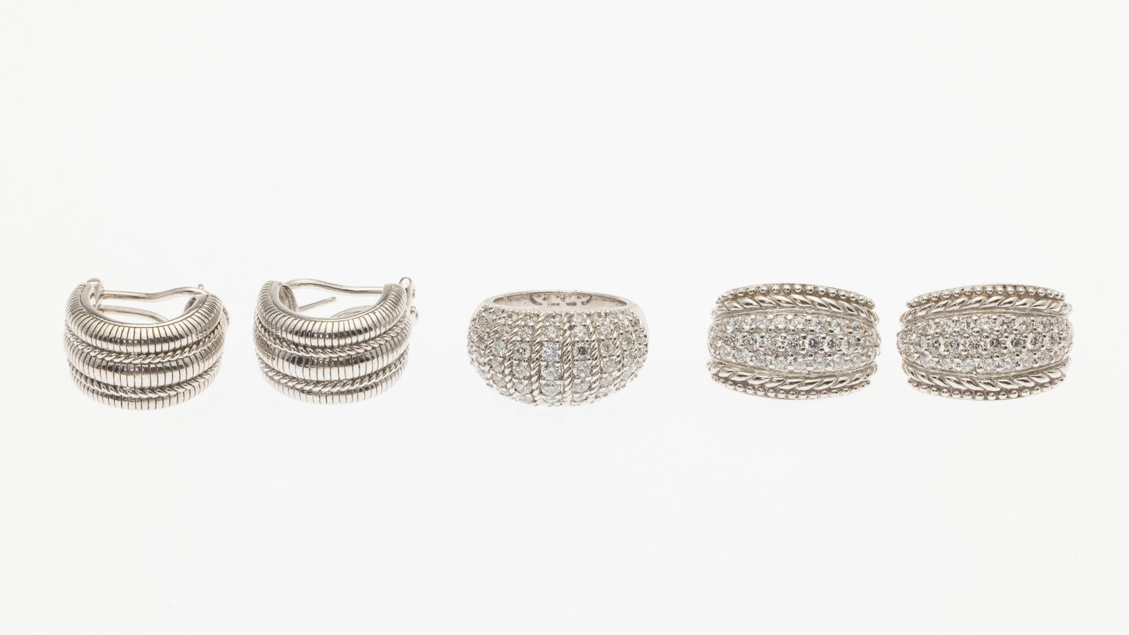 2 Pairs Sterling & CZ Judith Ripka Earrings & Ring (1 of 12)