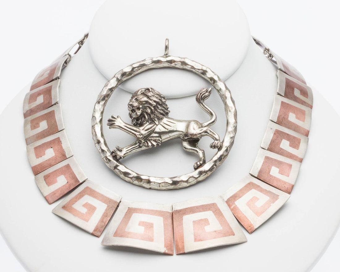 Sterling & Copper Necklace & Sterling Lion Pendant (1 of 8)