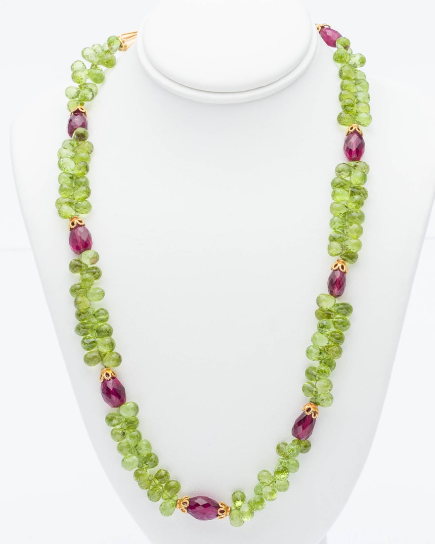 Peridot and Tourmaline and 18K Gold Necklace (1 of 4)